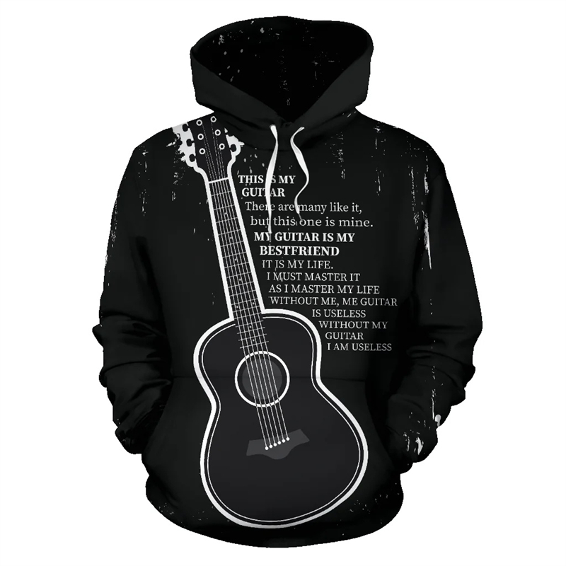 3D Printing Guitar - Модная толстовка с принтом гитары и