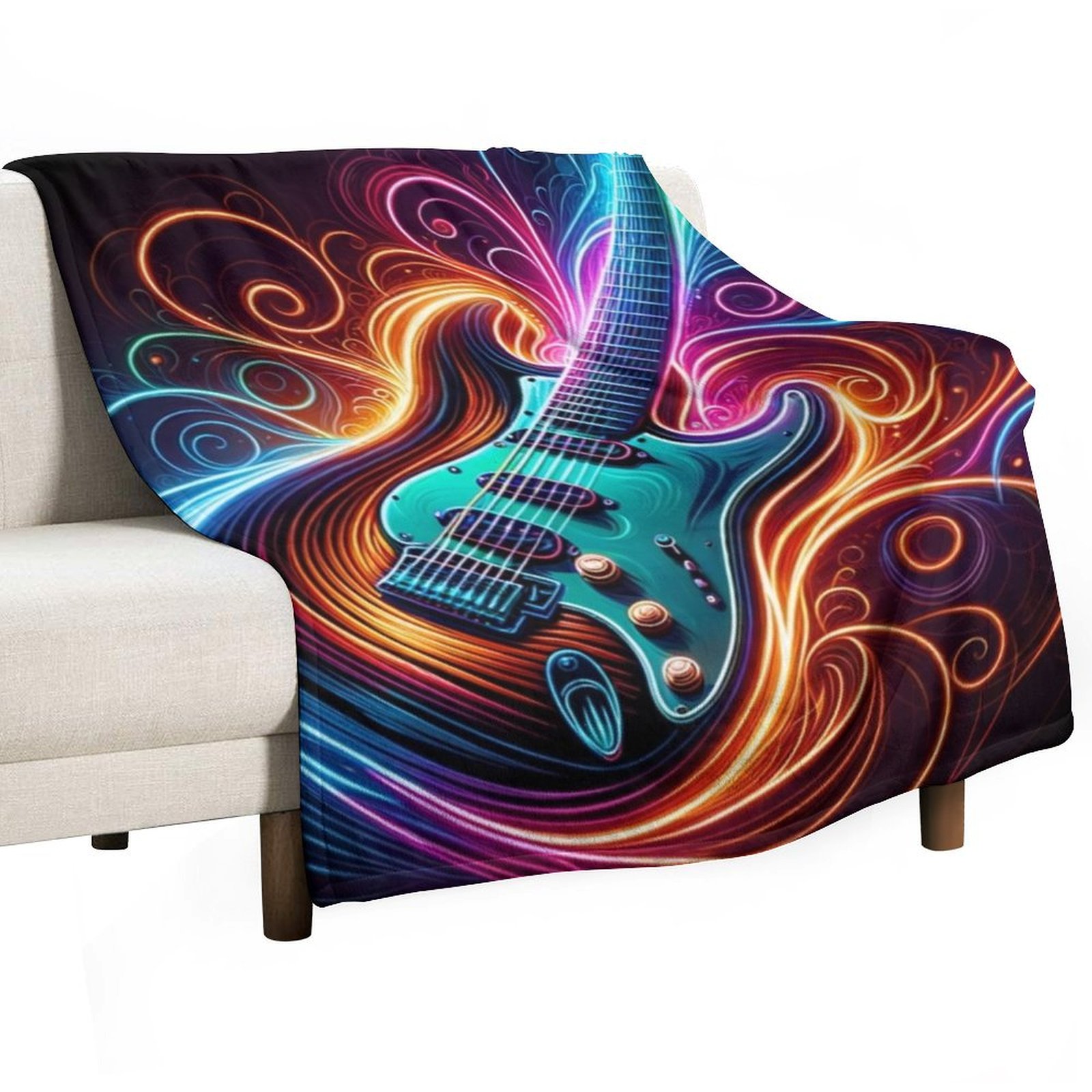 3D Printing Guitar - Neon Groove - Плед с дизайном