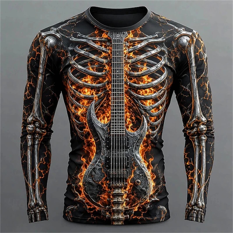 Новая мужская футболка с длинн – обзор и цена 3D Printing Guitar