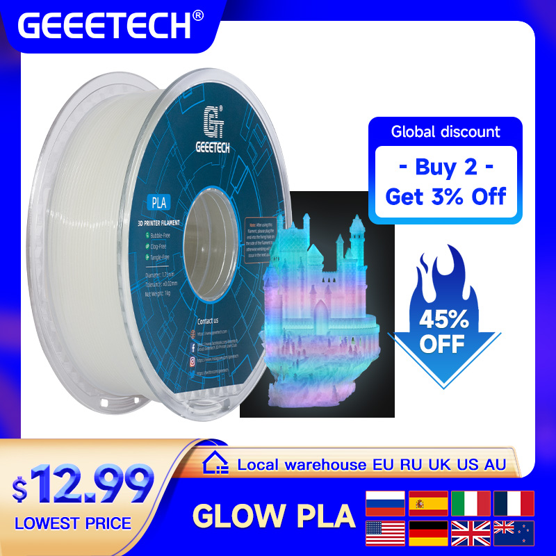 GEEETECH Glow PLA 1.75мм 1кг,  – обзор и цена 3D Printing Warehouse